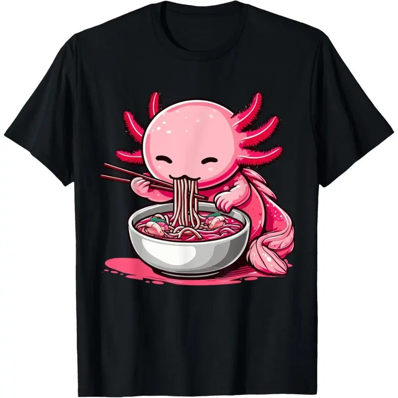 Anime Kawaii Axolotl Eating Ramen Noodles Kids Teen Girl Boy T-Shirt  made in usa Hoodie, Sweatshirt | TeeBloomCo.com