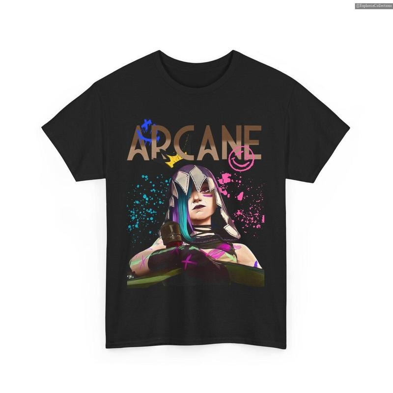 Arcane Jinx Graphic T-Shirt, Unisex Casual Tee, Movie Fan Tee, League Of Legends Tee , Global Trending Outfits Hoodie,...