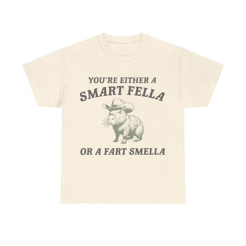 Are You A Smart Fella Shirt, Retro Cartoon Shirt, Capybara T-Shirt, Relaxed Cotton Hoodie, Sweatshirt | TeeBloomCo.com