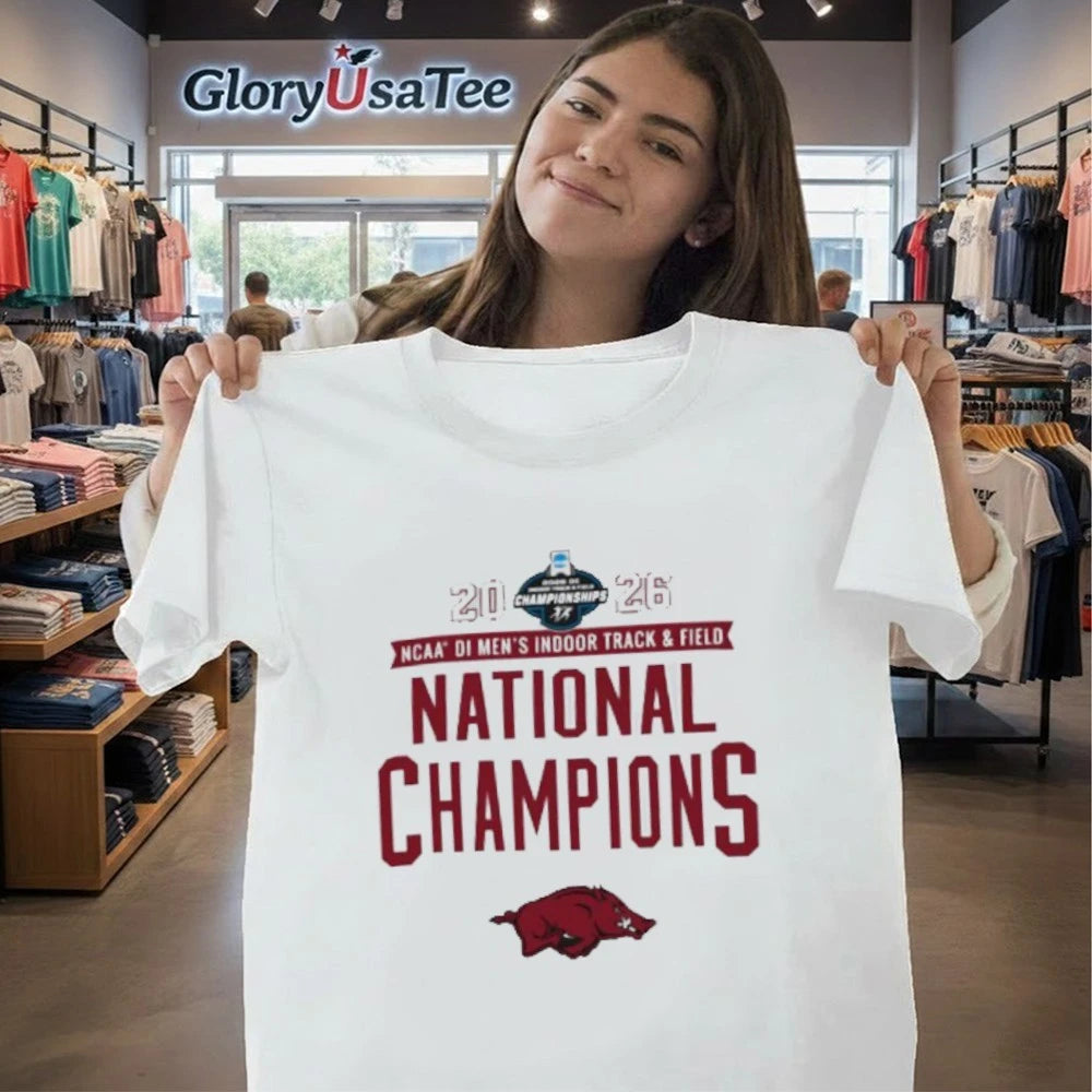 Arkansas Razorbacks Champion Unisex 2026 NCAA Men’s Indoor Track &amp; Field National Champions T-Shirt