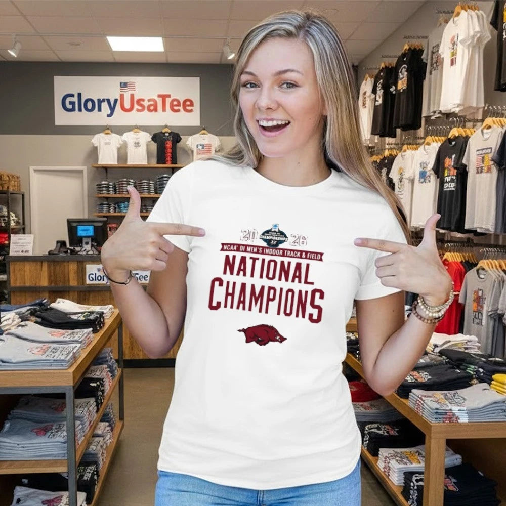 Arkansas Razorbacks Champion Unisex 2026 NCAA Men’s Indoor Track &amp; Field National Champions T-Shirt