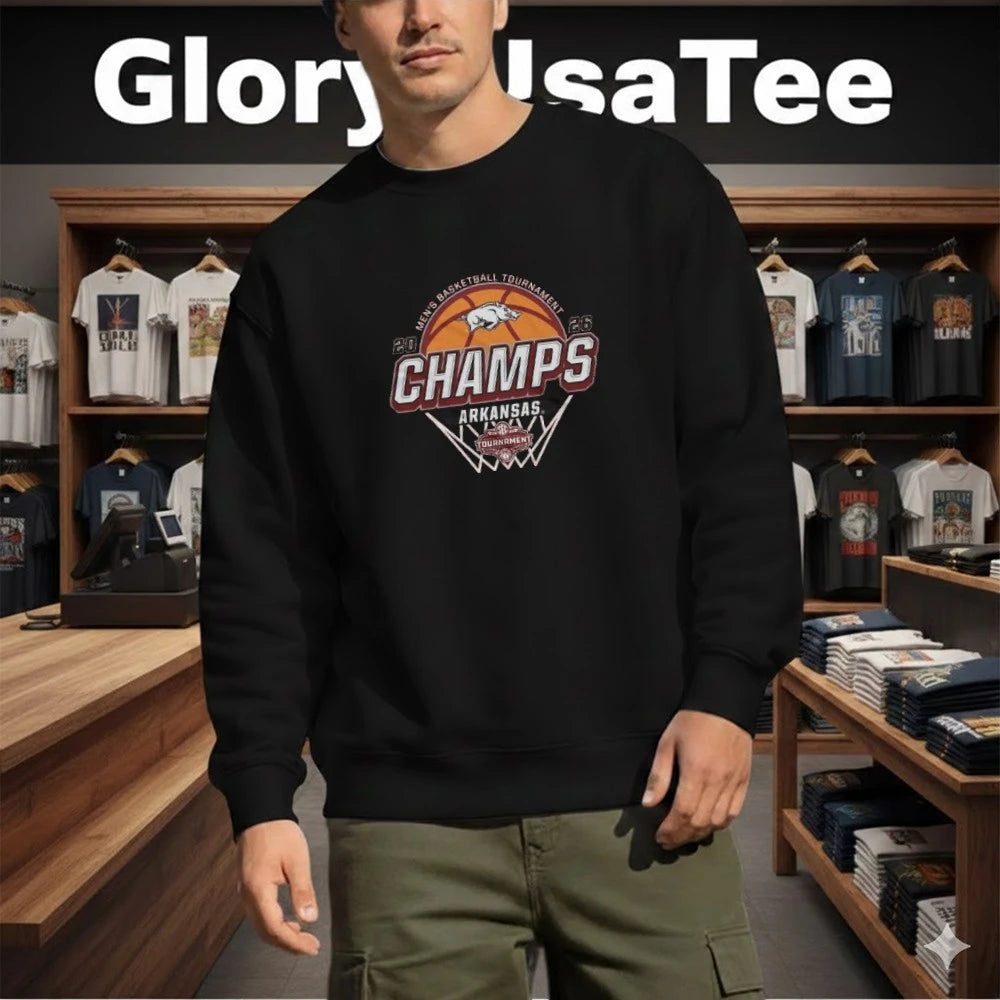 Arkansas Razorbacks Men’s Basketball 2026 SEC Tournament Champions Locker Room Cardinal Shirt