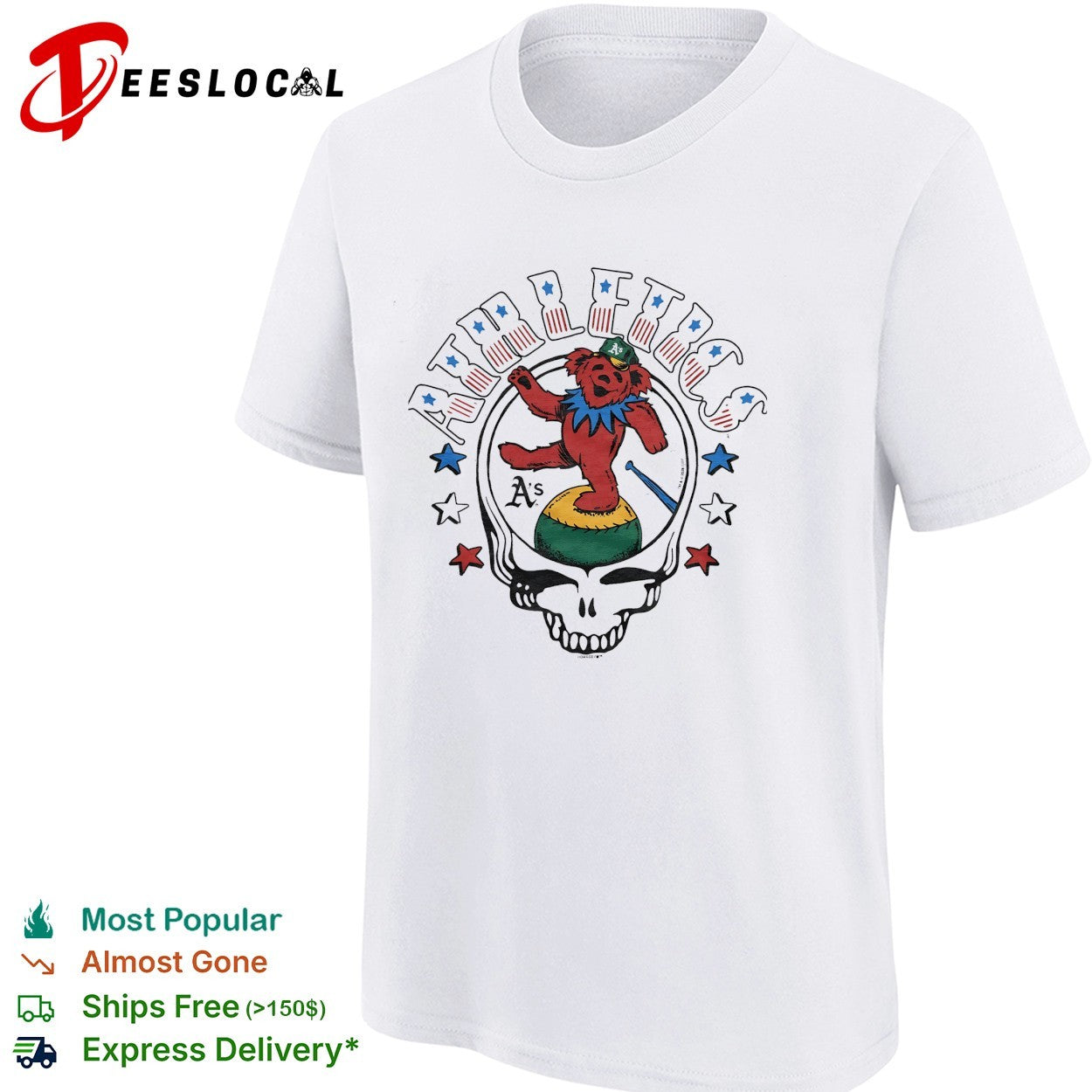 Athletics MLB x Grateful Dead bear Americana vintage shirt