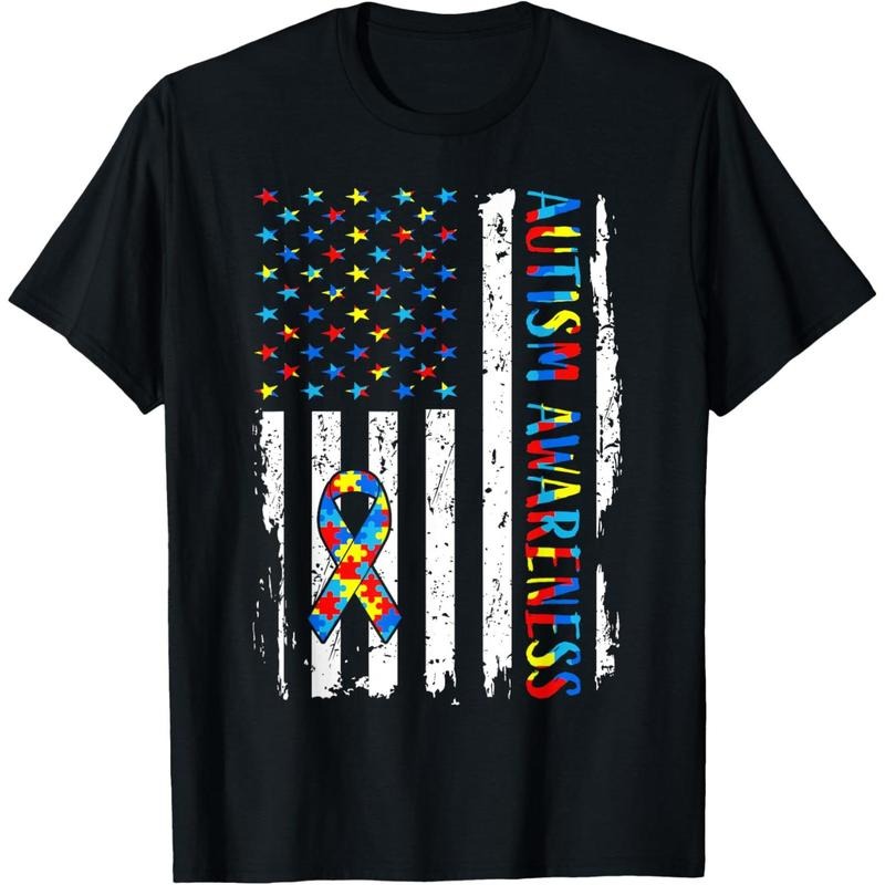 Autism Awareness Mom Dad USA flag Autistic Awareness Autism T-Shirt Hoodie, Sweatshirt | TeeBloomCo.com