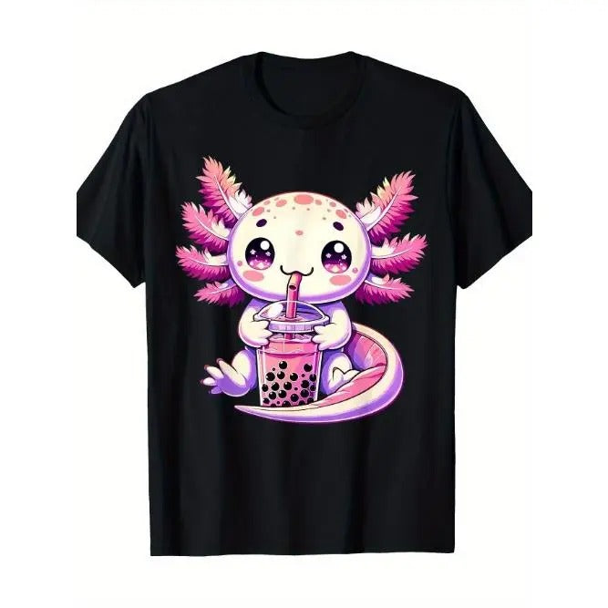 Axolotl Bubble Boba Tea Anime Cute Kawaii Axolotl T-Shirt Made in USA Hoodie, Sweatshirt | TeeBloomCo.com