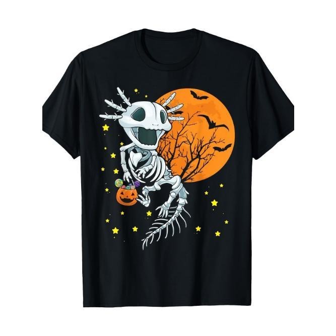 Axolotl Shirt - Axolotl Halloween Costume Skeleton Pumpkin T-Shirt Made in USA Hoodie, Sweatshirt | TeeBloomCo.com