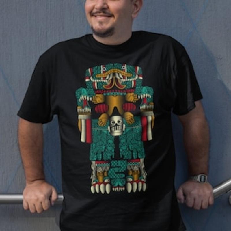 Aztec God Print Mexican T-Shirt for Men Ethnic Clothing Gift .made in usa Hoodie, Sweatshirt | TeeBloomCo.com