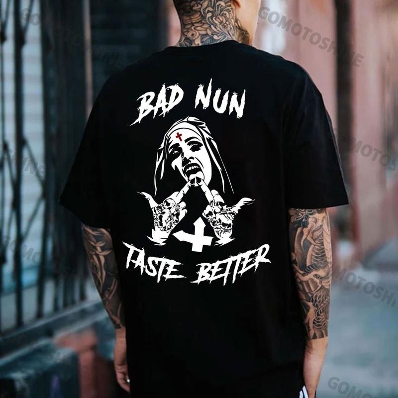 BAD NUN TASTE BETTER Defiat Nun Print Men's T-Shirt Hoodie, Sweatshirt | TeeBloomCo.com