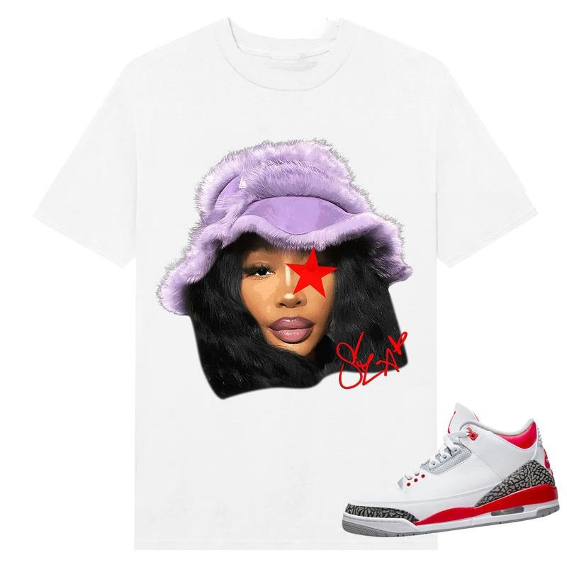 BIG FACE SZA Signture, Shirt to match Fire Red 3s Black, Shirt to matching Sneaker Hoodie, Sweatshirt | TeeBloomCo.com