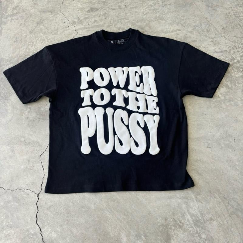 BLACK AND WHITE POWER TO THE P OVERSIZED T-SHIRT 100% Shrink-Free Cotton Hoodie, Sweatshirt | TeeBloomCo.com