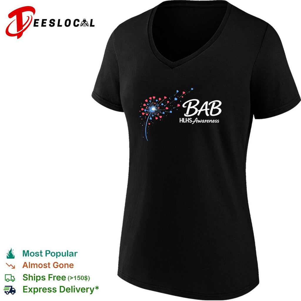 Bab HLHS Awareness dandelion heart illustration custom design on a black shirt