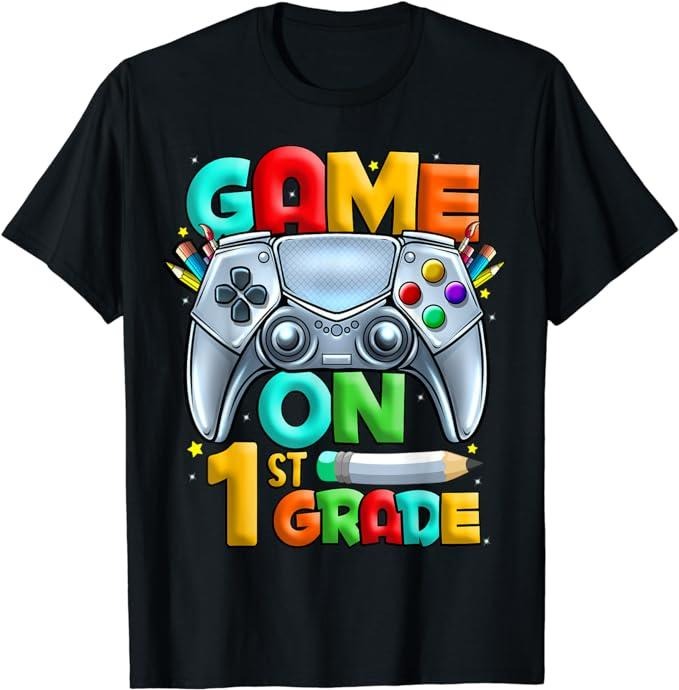 Back To School Shirts, Game On 1st Grade Back To School 1st Grade Level Unlocked T-Shirt Cotton Fashion Casual Classic...