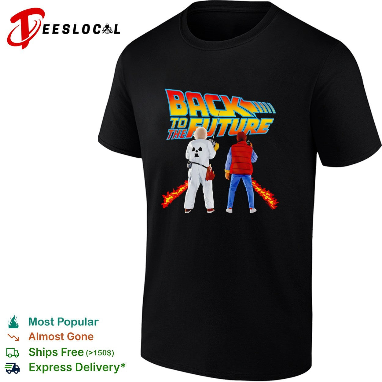 Back to the Future Marty McFly and Doc Brown Retro Movie Film Fan Art Shirt