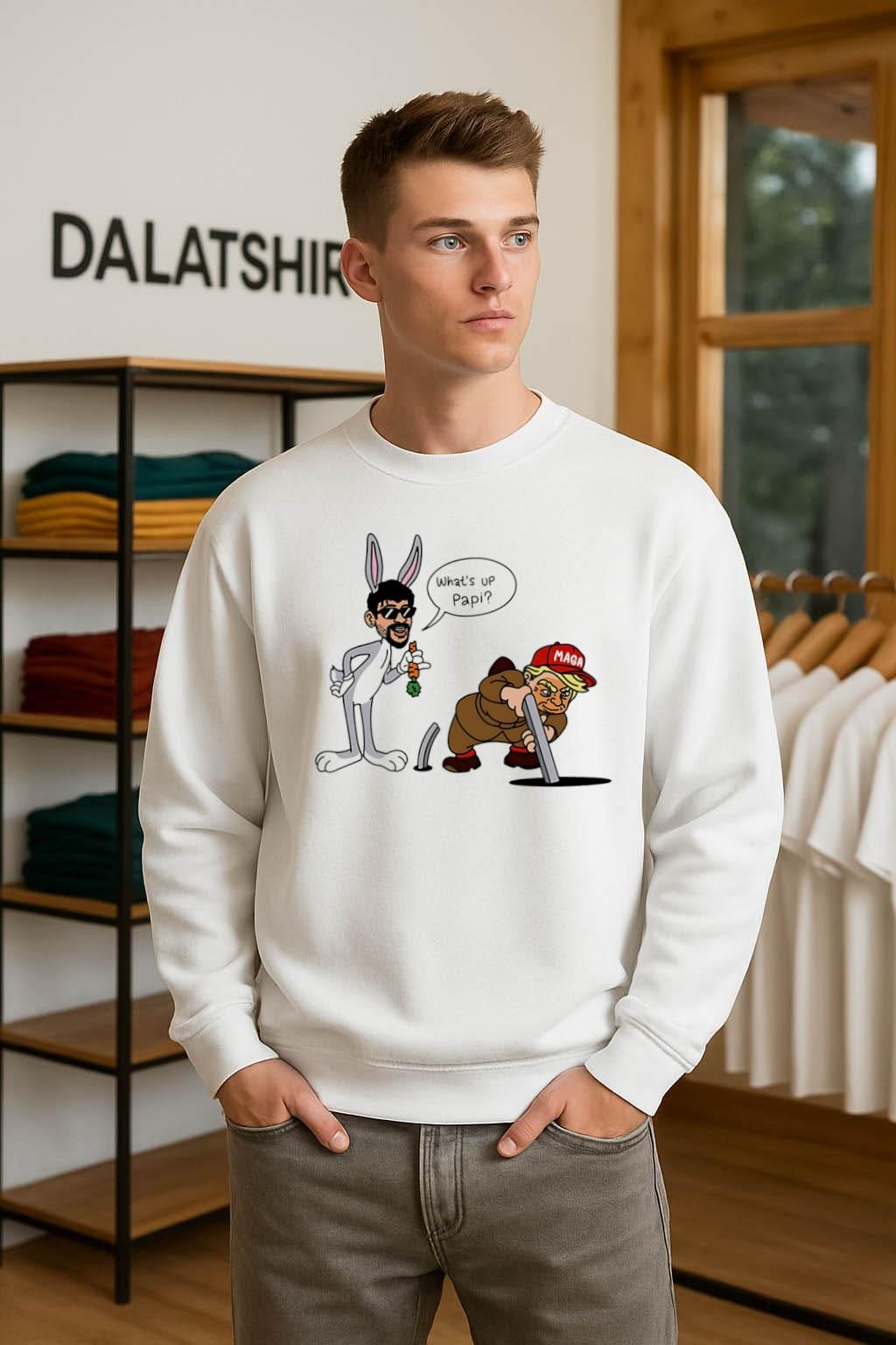 Bad Bunny Bugs Bunny and Donald Trump Elmer Fudd shirt