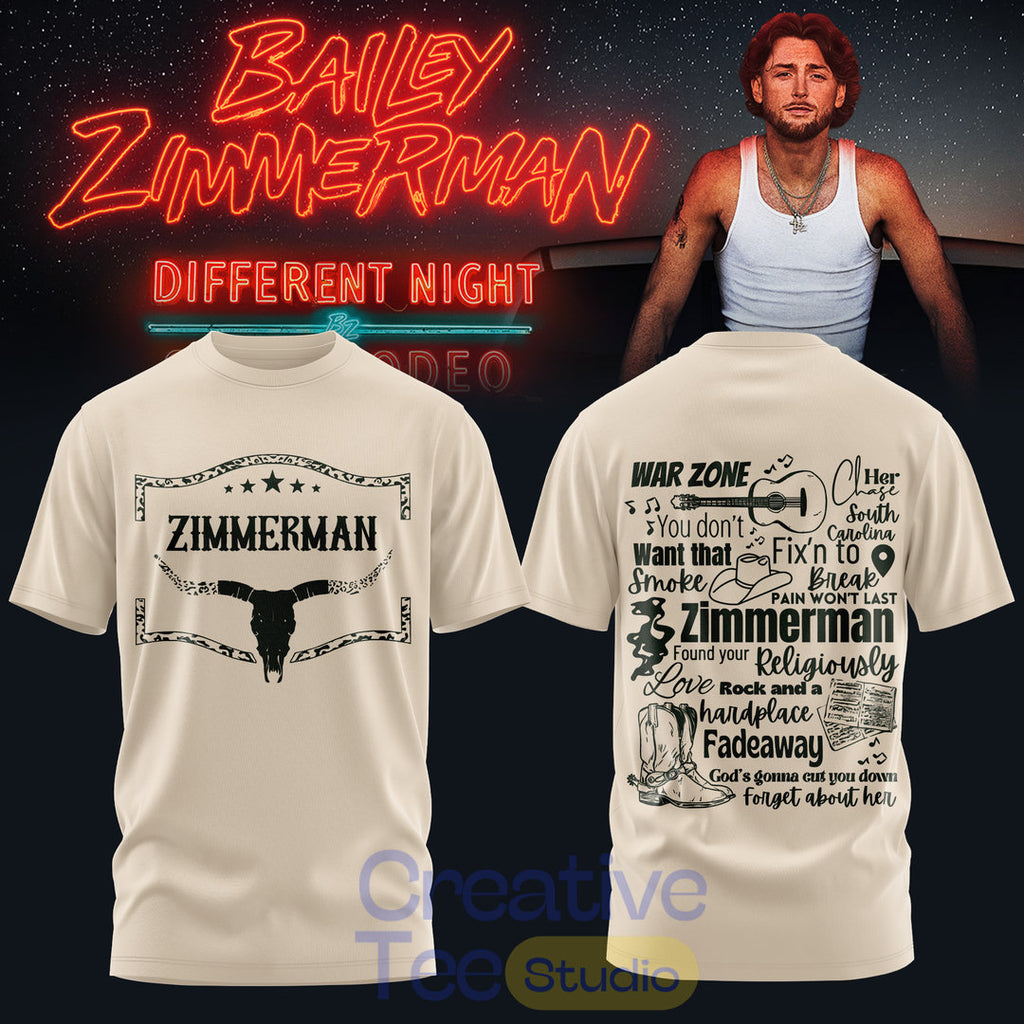 Bailey Zimmerman: Different Night Same Rodeo Tour 2026 Special Tee
