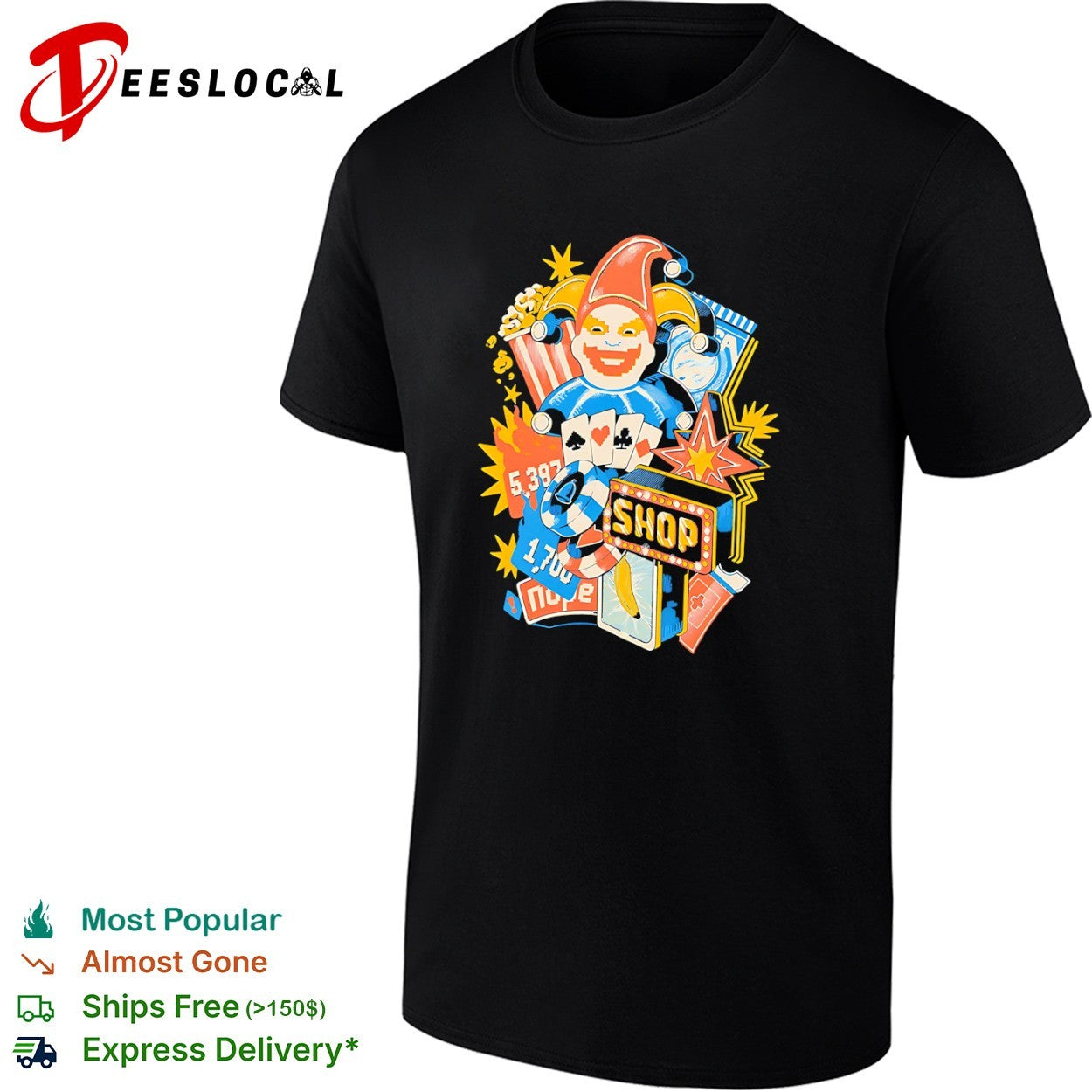 Balatro Joker 5387 1700 Nope Shop Playing Cards Casino Video Game Inspired shirt