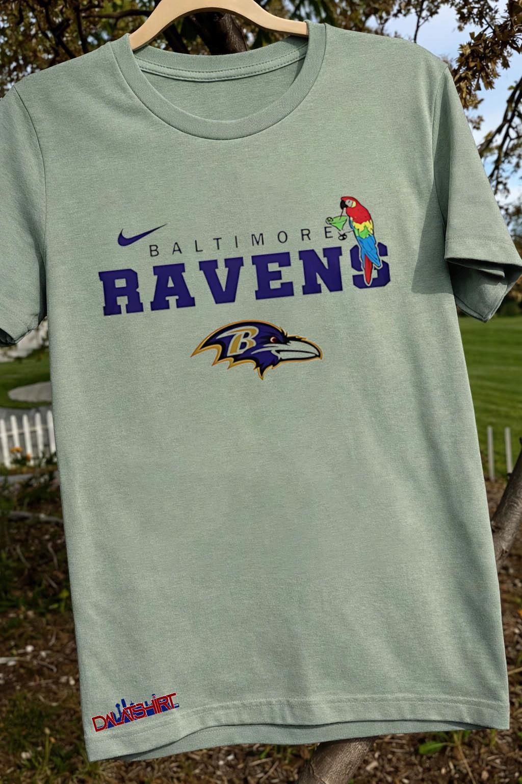 Baltimore Ravens Parrot Drinking Cocktail Bird Logo shirt