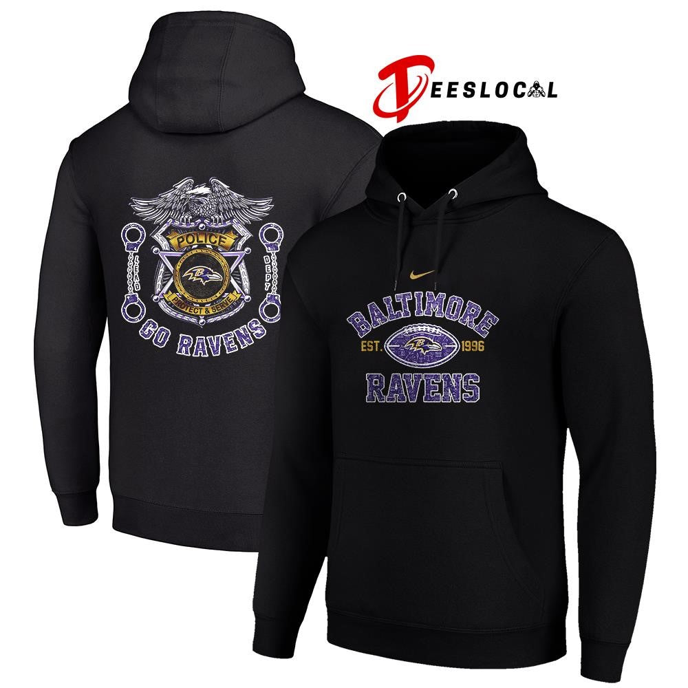 Baltimore Ravens law enforcement tribute protect and serve logo shirt