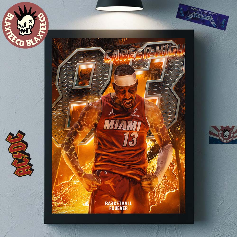 Bam Adebayo Miami Heat Goes Nuclear 83 Career High Second Most Points In NBA History Home Decor Poster Canvas