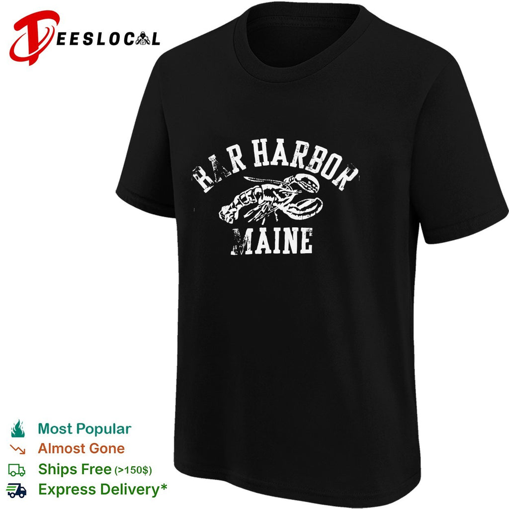 Bar Harbor Maine lobster yellow coastal beach vintage shirt