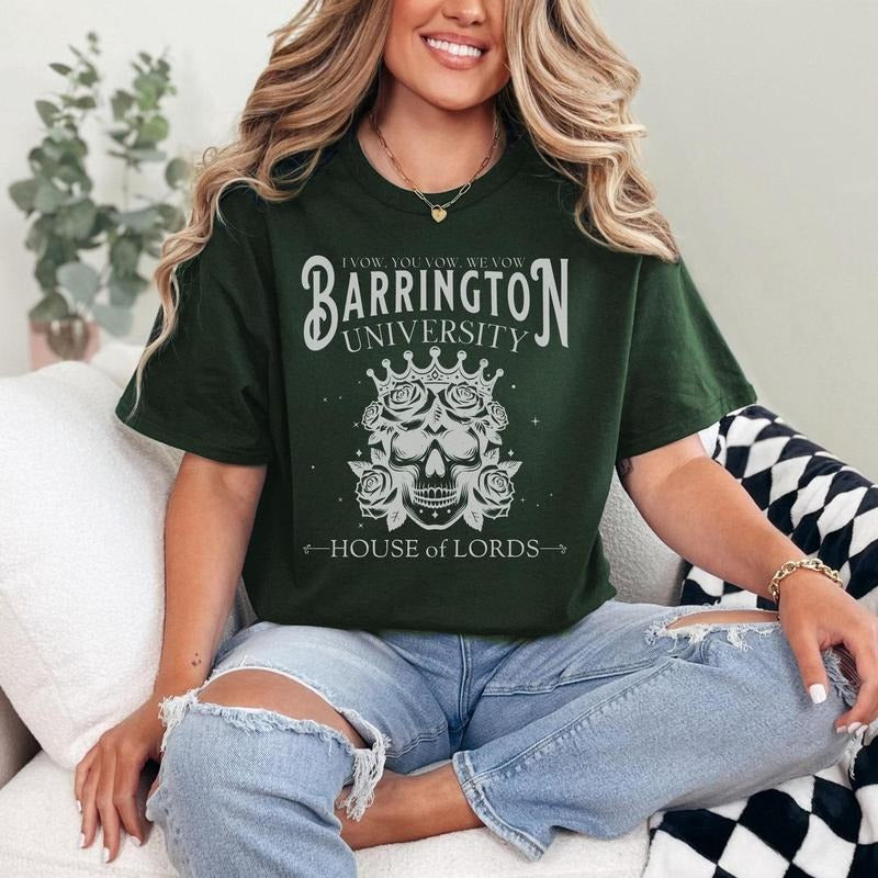 Barrington University Shirt Spicy Dark Romance Shirt Bookish Smut Merch Gift for Her Book Addict Book Loving Tee Read...