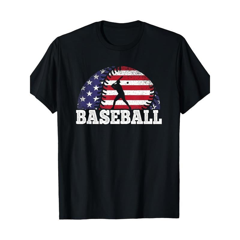 Baseball American Flag Baseball Player T-Shirt-100% Cotton -220g made in usa Hoodie, Sweatshirt | TeeBloomCo.com
