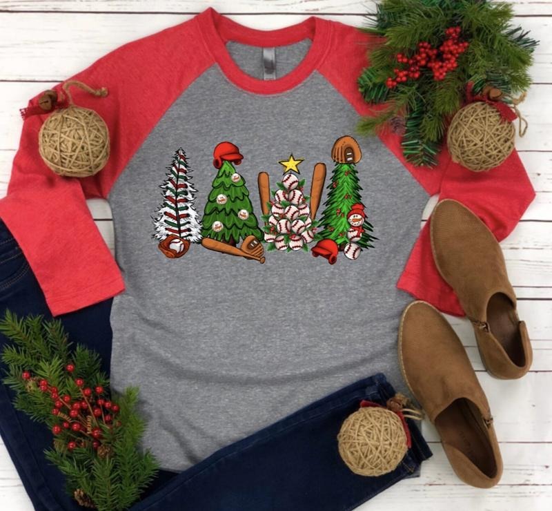 Baseball Christmas Raglan Shirt Hoodie, Sweatshirt | TeeBloomCo.com