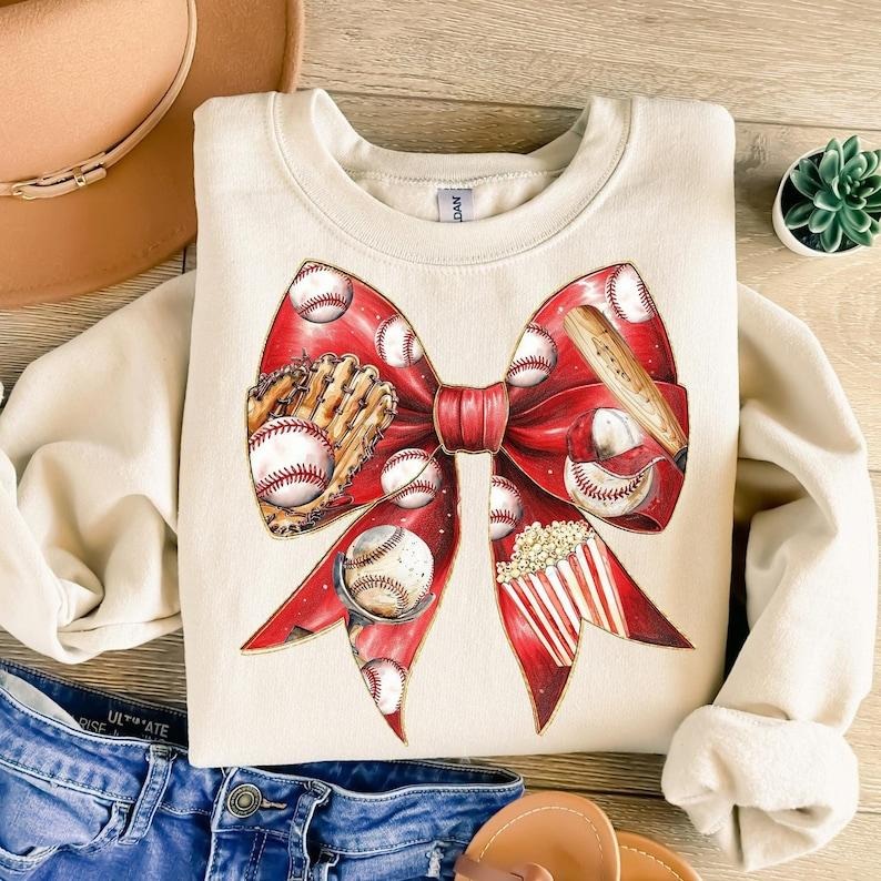 Baseball Coquette Bow Game Day Mom ,Baseball Mama  Sweatshirt Classic T-Shirts, Hoodie | TeeBloomCo.com