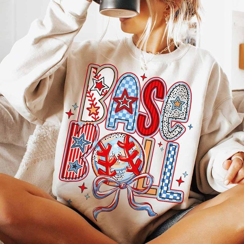 Baseball Coquette , Brushstroke Baseball Coquette Bow , Game Day Baseball Mama , Baseball Mom Sweatshirt T-Shirts, Hoodie