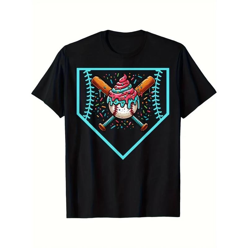 Baseball Home Plate Drip Ice Cream Softball & Baseball T-Shirt Crew Neck, Casual, Print, Fashion made in usa Hoodie,...
