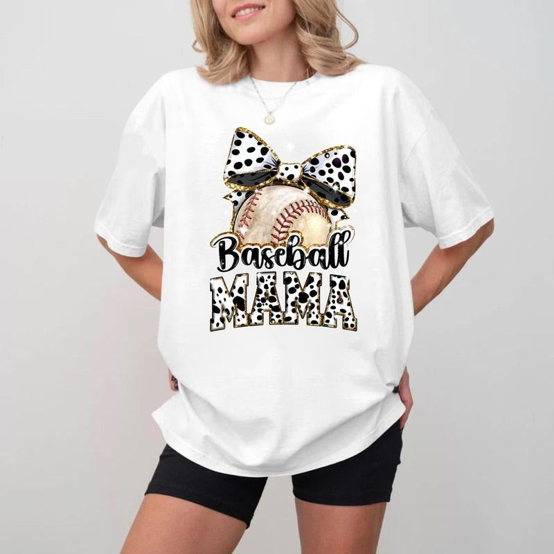 Baseball MOM Bow Crewneck, Unisex Cotton Mother's Day Shirt Hoodie, Sweatshirt | TeeBloomCo.com