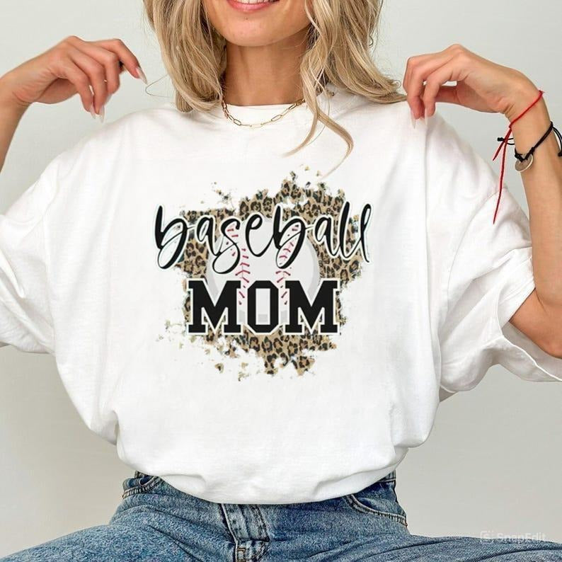 Baseball Mom Leopard Shirt, Retro Baseball Tshirt, Baseball Mom Shirt, Love Baseball Tshirt, Womens Shirt, Baseball Fan...