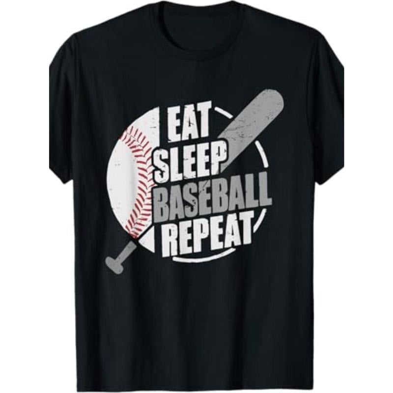Baseball Player Eat Sleep Baseball T-Shirt-220g100% cotton T-shirt made in usa Hoodie, Sweatshirt | TeeBloomCo.com