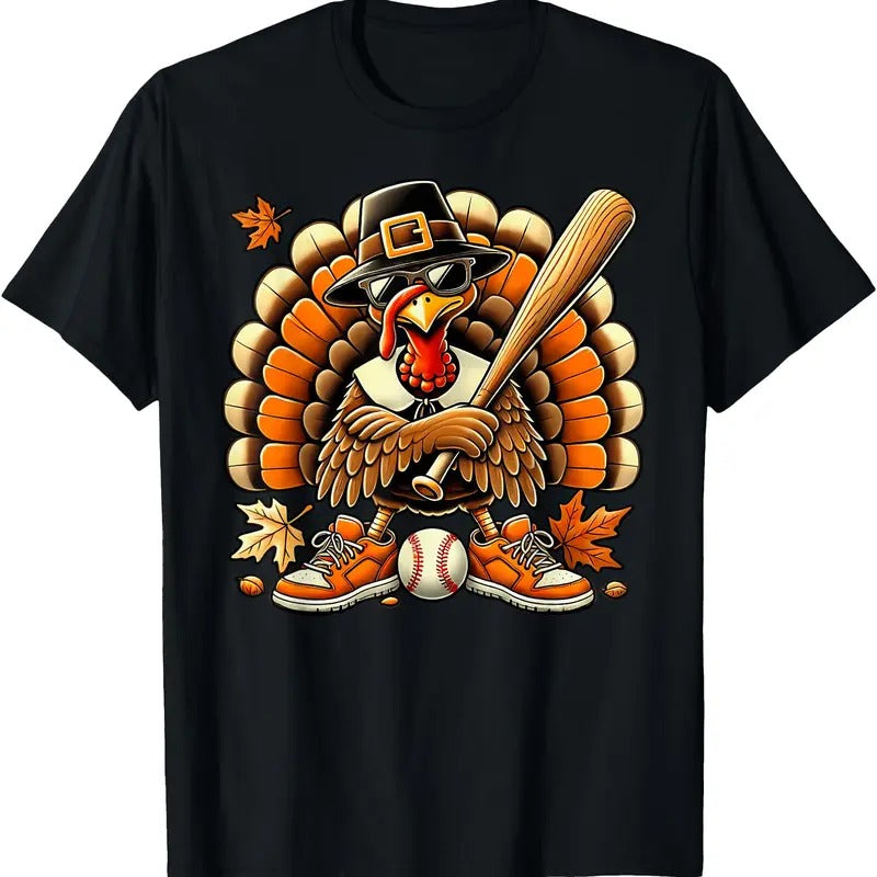 Baseball Player Turkey Funny Thanksgiving Day Boy  T-Shirt Hoodie, Sweatshirt | TeeBloomCo.com