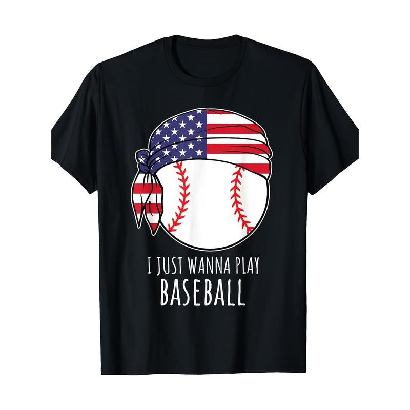 Baseball Shirts For Men I Just Wanna Play Baseball T-Shirt-100%cotton-220g made in usa Hoodie, Sweatshirt | TeeBloomCo.com