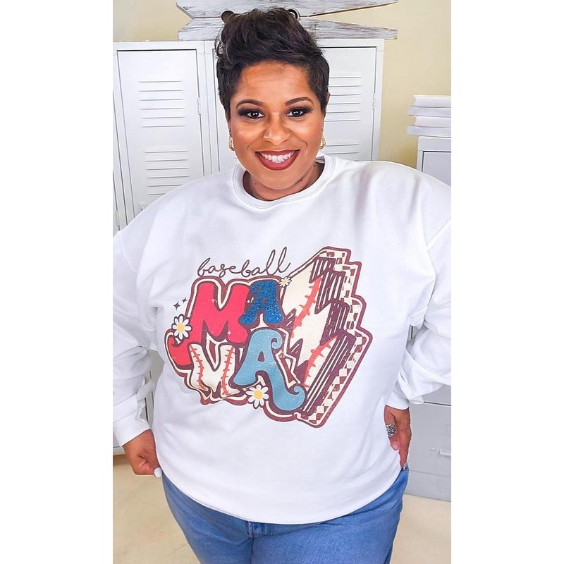 Baseball Sports Mama Graphic Sweatshirt T-Shirts, Hoodie | TeeBloomCo.com