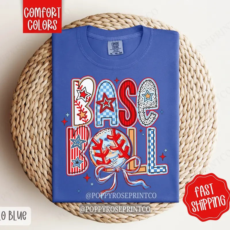 Baseball Tshirt Comfort Colors, Baseball Tee, Baseball Women's Tshirt Hoodie, Sweatshirt | TeeBloomCo.com