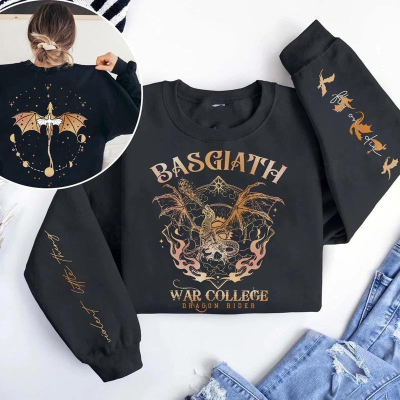 Basgiath Sweatshirt, Tairn And Andarna Shirt, Onyx Storm Hoodie, Fourth Wing Shirt, Fourth Wing Merch, Iron Flame...