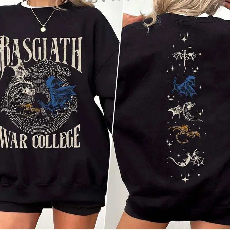 Basgiath War College 2 Sided Sweatshirt, Vintage Fourth Wing Crewneck, Dragon Rider Sweatshirt Fourth Wing Hoodie, Book...
