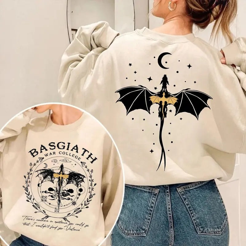 Basgiath War College Sweatshirt, Fourth Wing Hoodie, Dragon Rider Sweater, Violet Sorrengail, Rebecca Yoros, Basgiath...