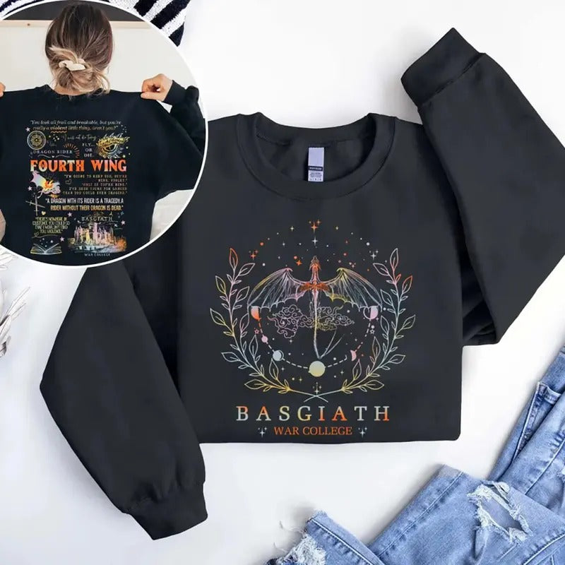 Basgiath War College Tee Shirt, Fourth Wing Series Sweatshirt, The Empyrean Series Shirt, Violet Sorrengail Tee, Fantasy...