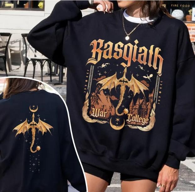 Basgiath War College Two Sided Shirt, Fourth Wing Onyx Storm T Shirt, Tairn And Andarna Merch, Dragon Riders Gift, Book...