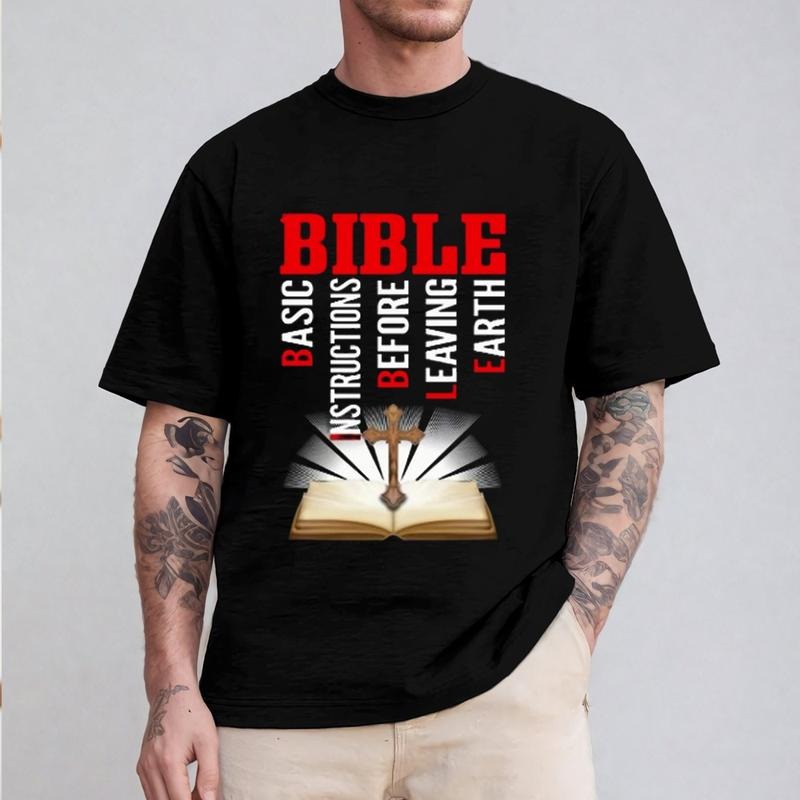 Basic Instructions Before Leaving Earth T-Shirt Casual Style Crew Neck Short Sleeve T-Shirt Tops Trendy for Unisex,...