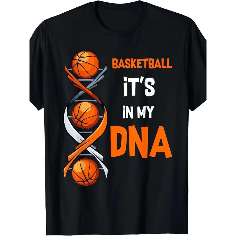 Basketball It's In My  Print, Men's Crew Neck Short Sleeve Cotton T-shirt, Casual Comfy Top For Daily Wear made in usa...