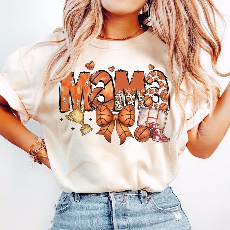 Basketball Mama T-shirt, Coquette Bow, Retro Basketball, Game Day, Sports Hoodie, Sweatshirt | TeeBloomCo.com