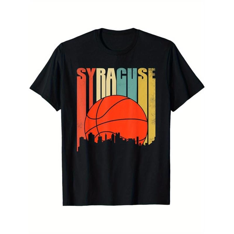 Basketball Printed, Men's Cotton T-shirt, Casual Short Sleeve Round Neck Tee, Soft Comfortable Basketball Players Top,...