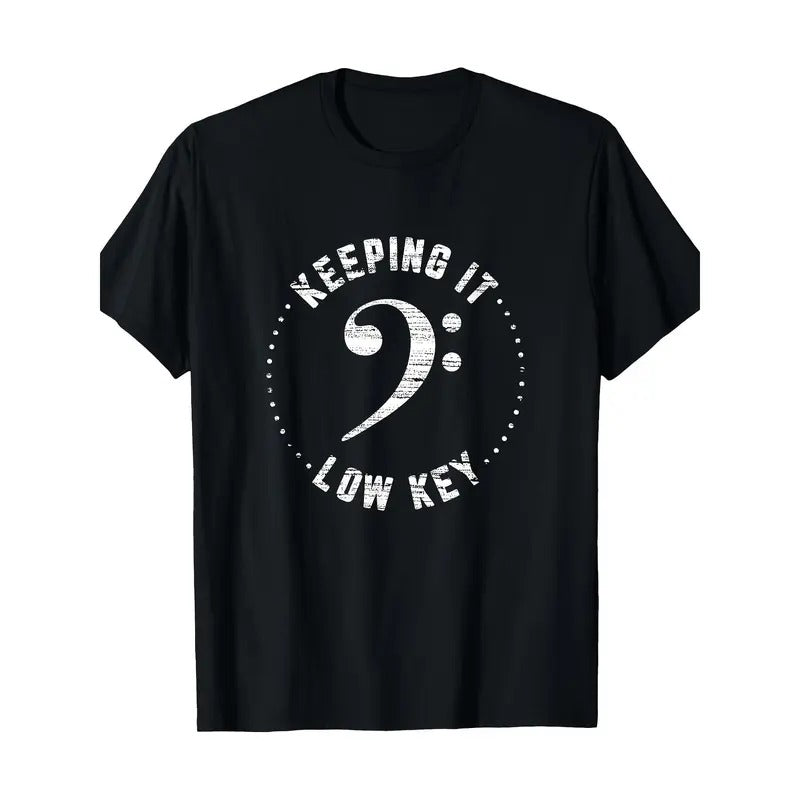Bass clef Music T-shirt Keep it low-key Musician Humor T-shirt, Men's T-shirt Made in USA Hoodie, Sweatshirt | TeeBloomCo.com