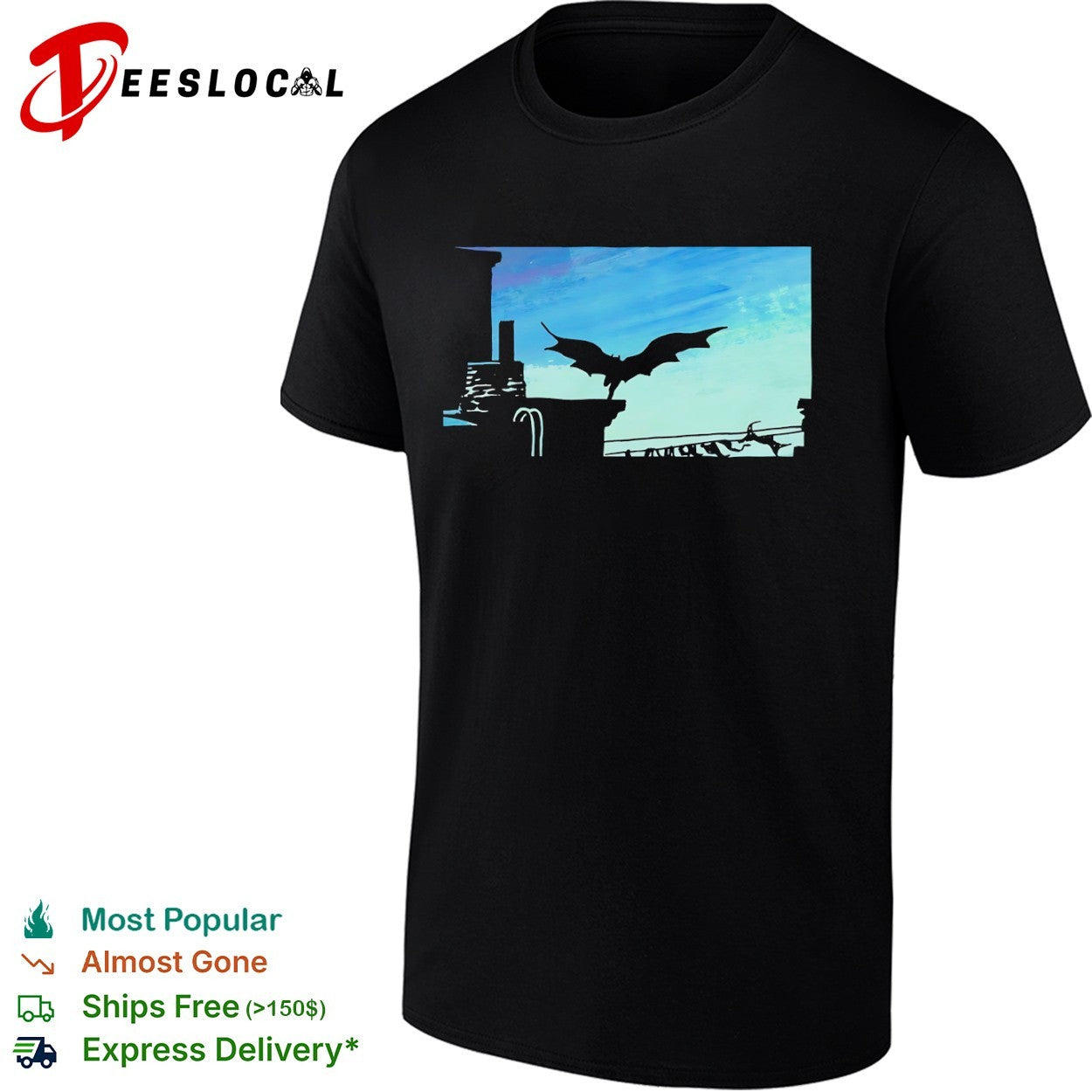 Batman Gotham City Silhouette Skyline Night Winged Vigilante DC Comics shirt