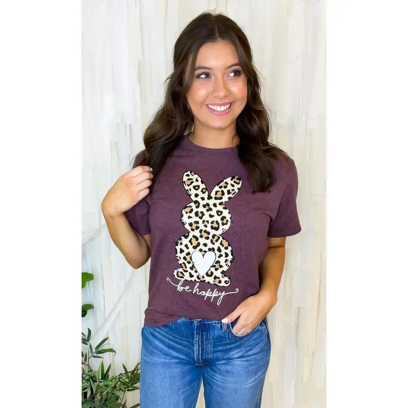 Be Hoppy Leopard Bunny T-Shirt Hoodie, Sweatshirt | TeeBloomCo.com