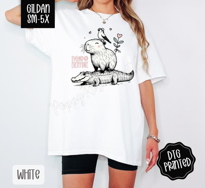 Be Kind Capybara Gildan Shirt, Cute Kindness Tshirt Hoodie, Sweatshirt | TeeBloomCo.com